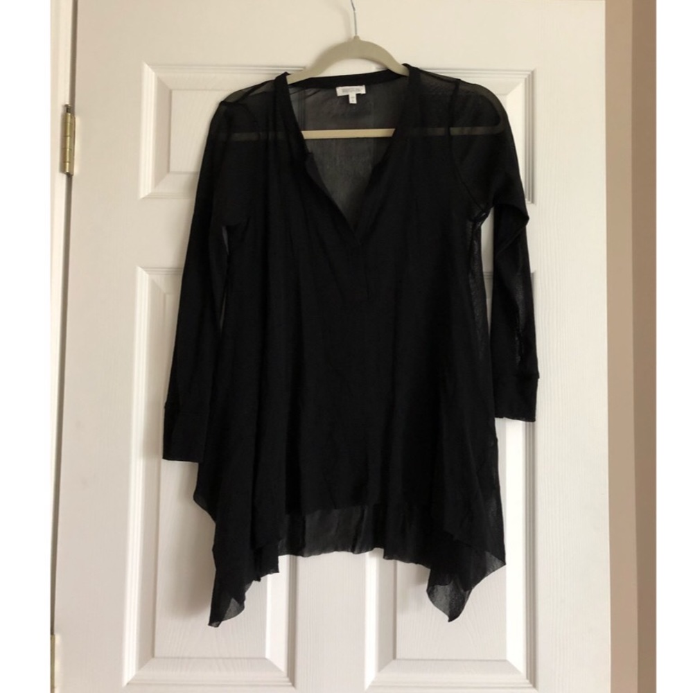 Weston Black Shear Long Sleeve Swim Cover Up-Small